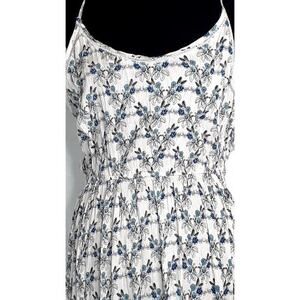 $118 NEW AQUA Floral Maxi Dress XS Boho Romantic Cottagecore Gauze White‎ Blue